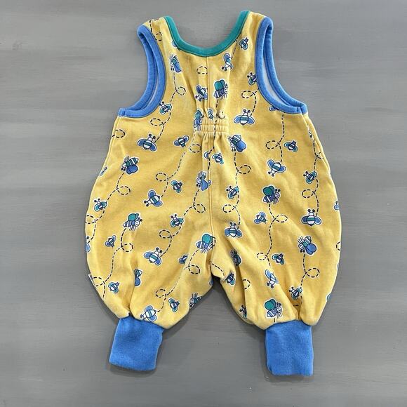 Vtg 90s Gymboree Rainbow Overall One Piece Baby Yellow Blue Bumblebee Layette NB - Picture 2 of 9